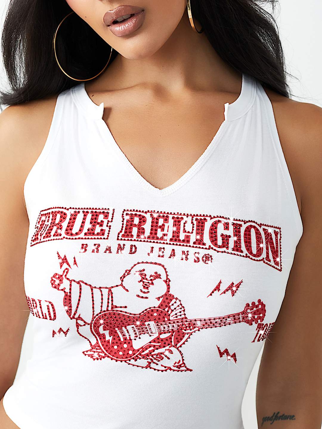 ROCK BUDDHA NOTCH HALTER TANK TOP, image 1