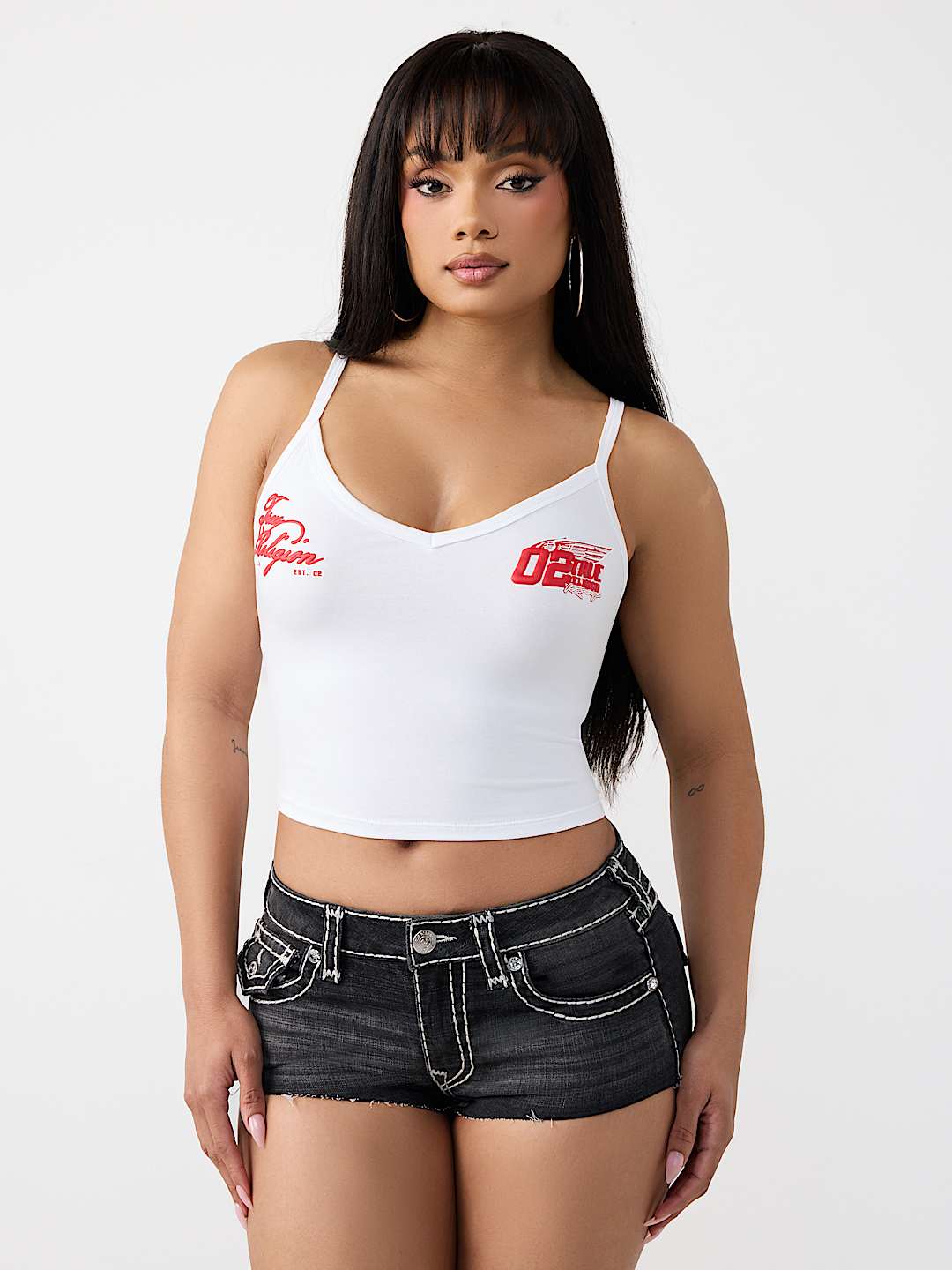 SPORTY STRIPED V-NECK TANK TOP, image 3