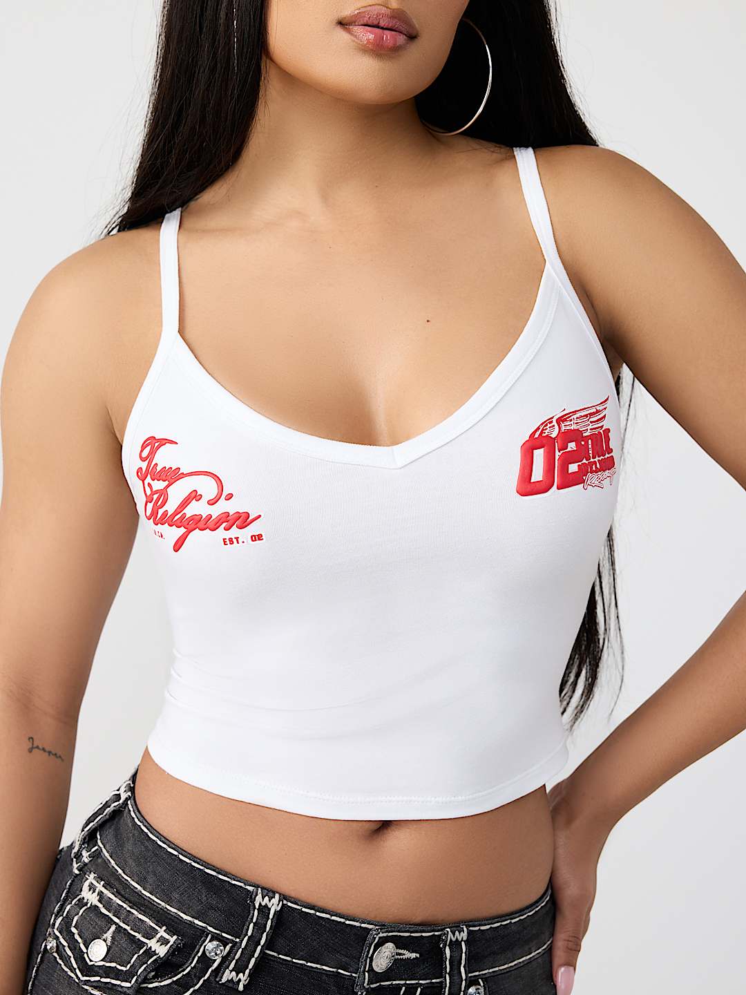 SPORTY STRIPED V-NECK TANK TOP, image 1