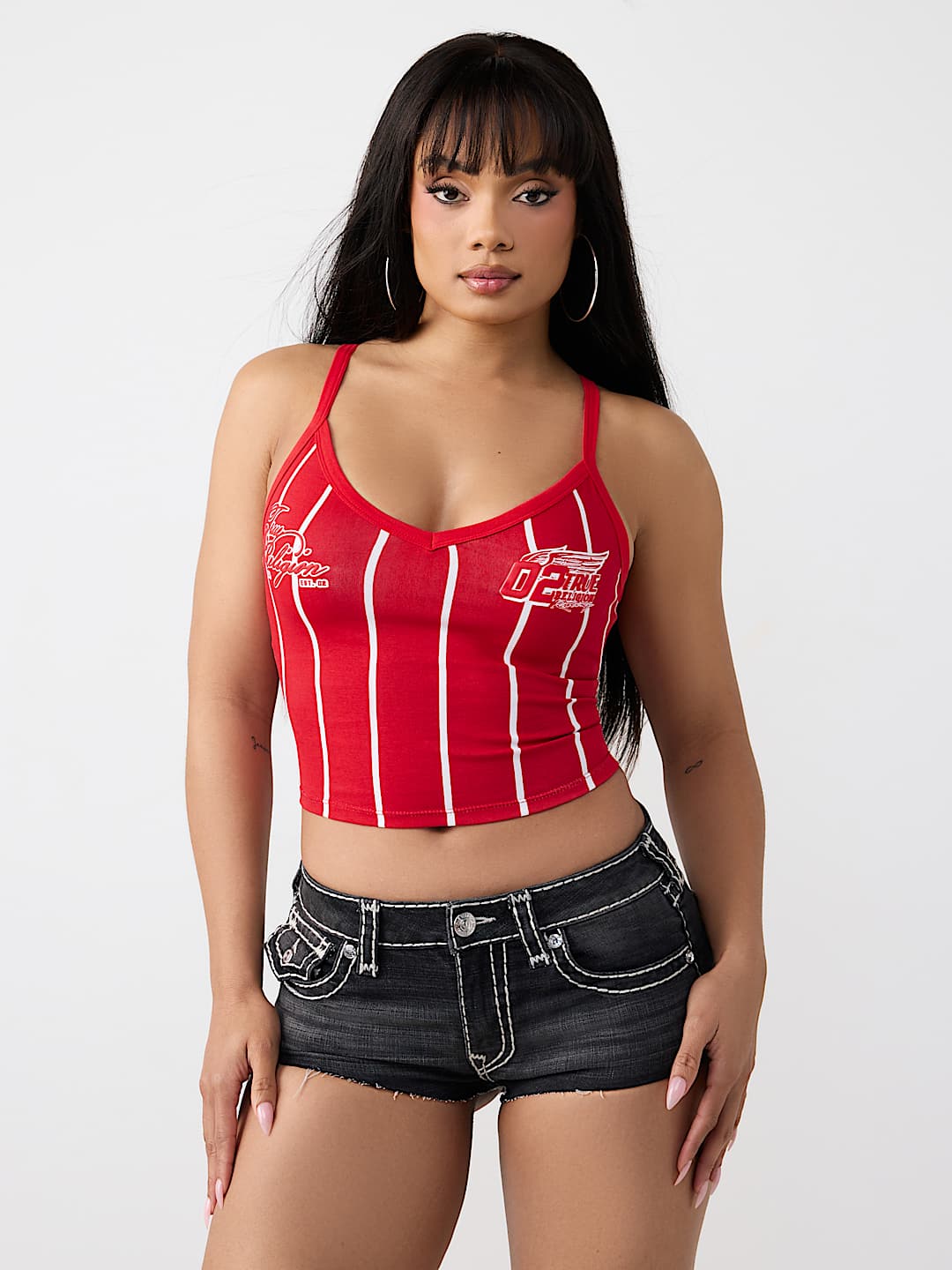 SPORTY STRIPED V-NECK TANK TOP, image 3