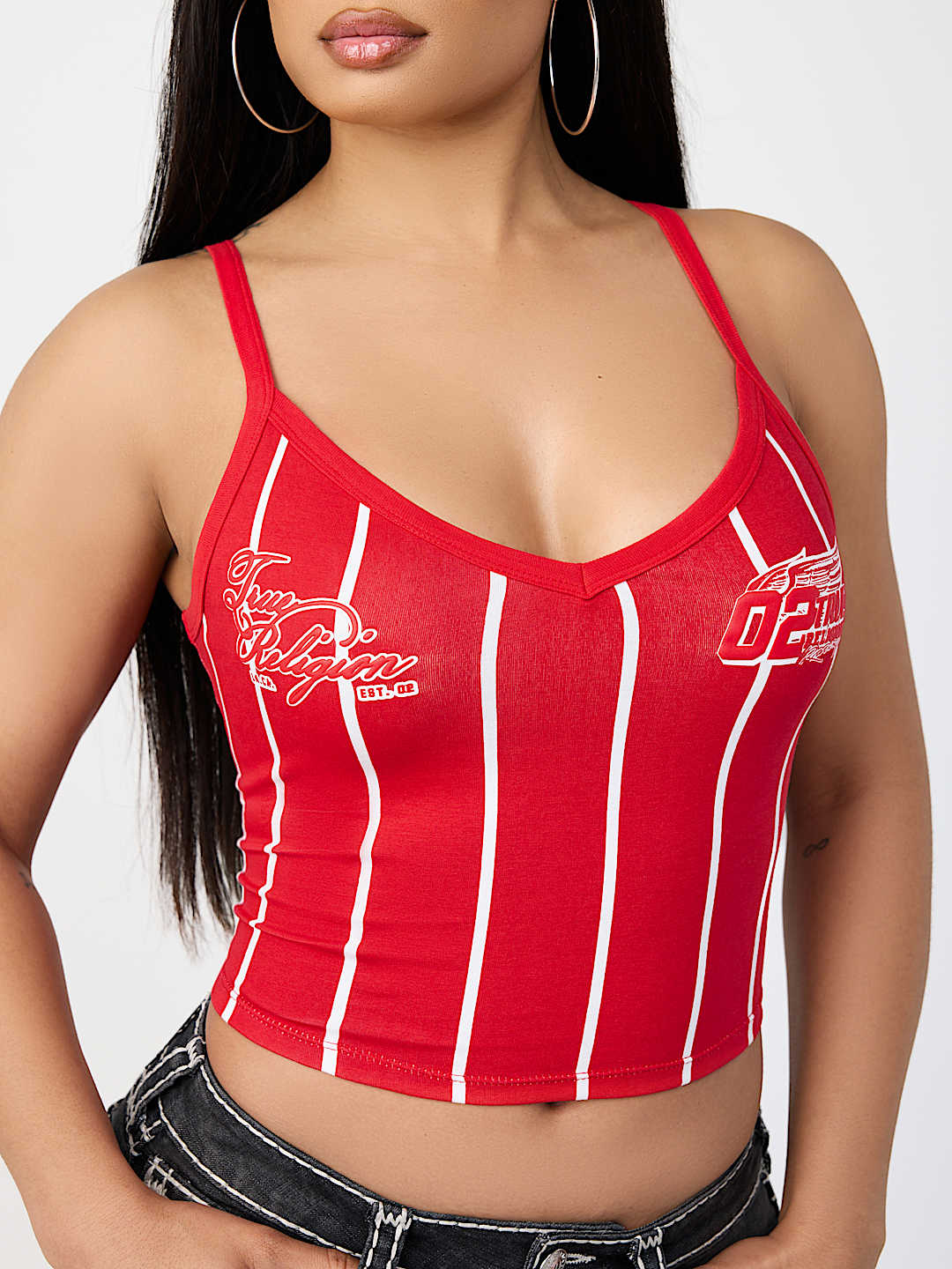 SPORTY STRIPED V-NECK TANK TOP, image 1