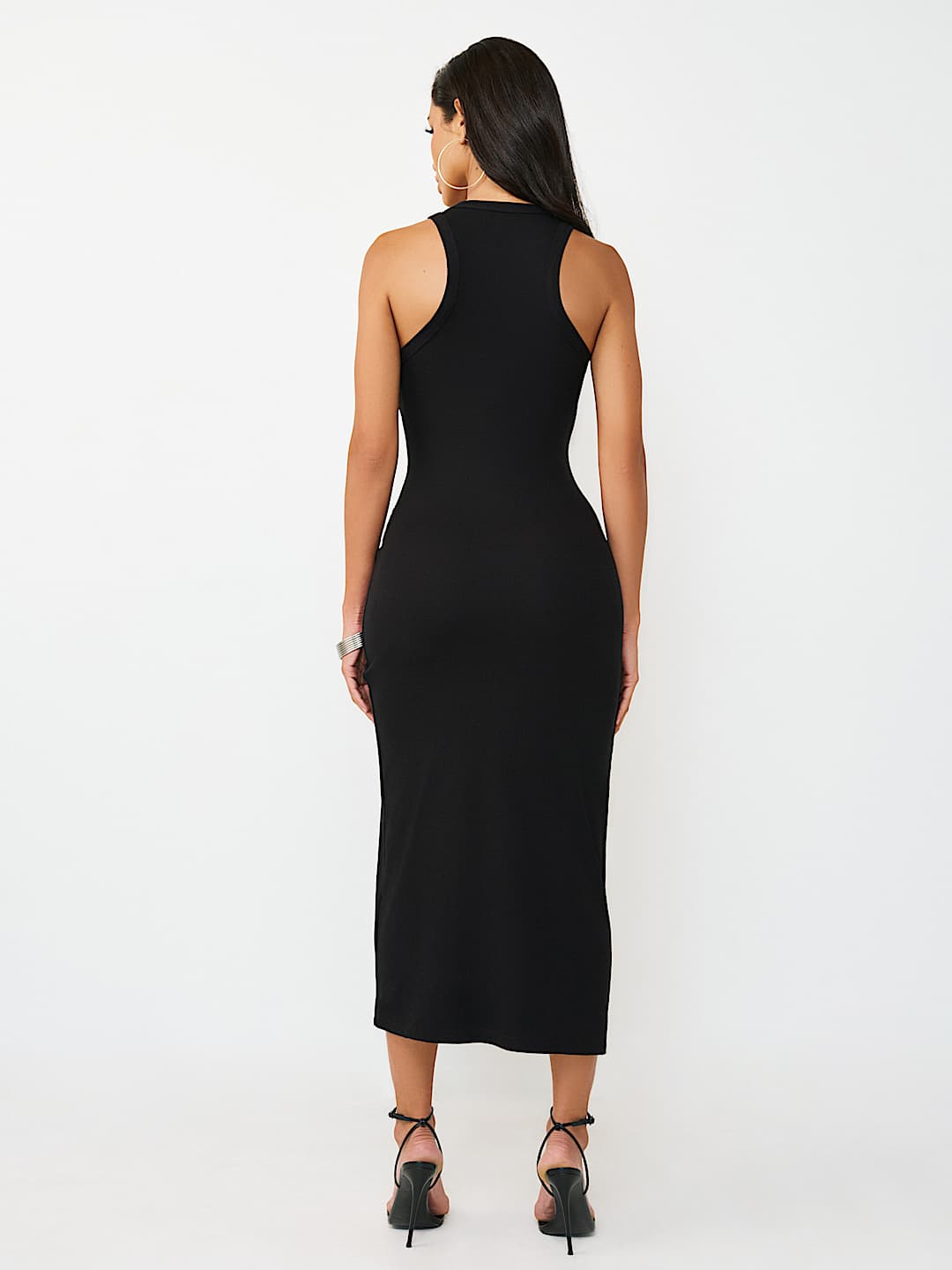 RUCHED RIBBED MIDI DRESS, image 6