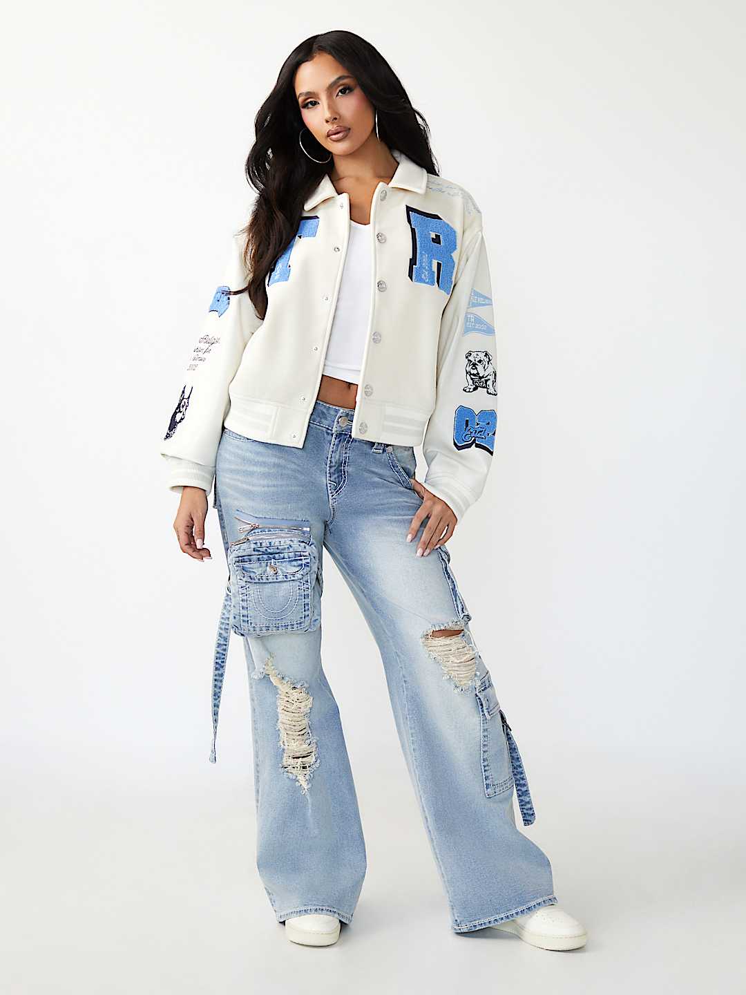 BLOUSON UNIVERSITAIRE STYLE AVIATEUR SURDIMENSIONN&Eacute;