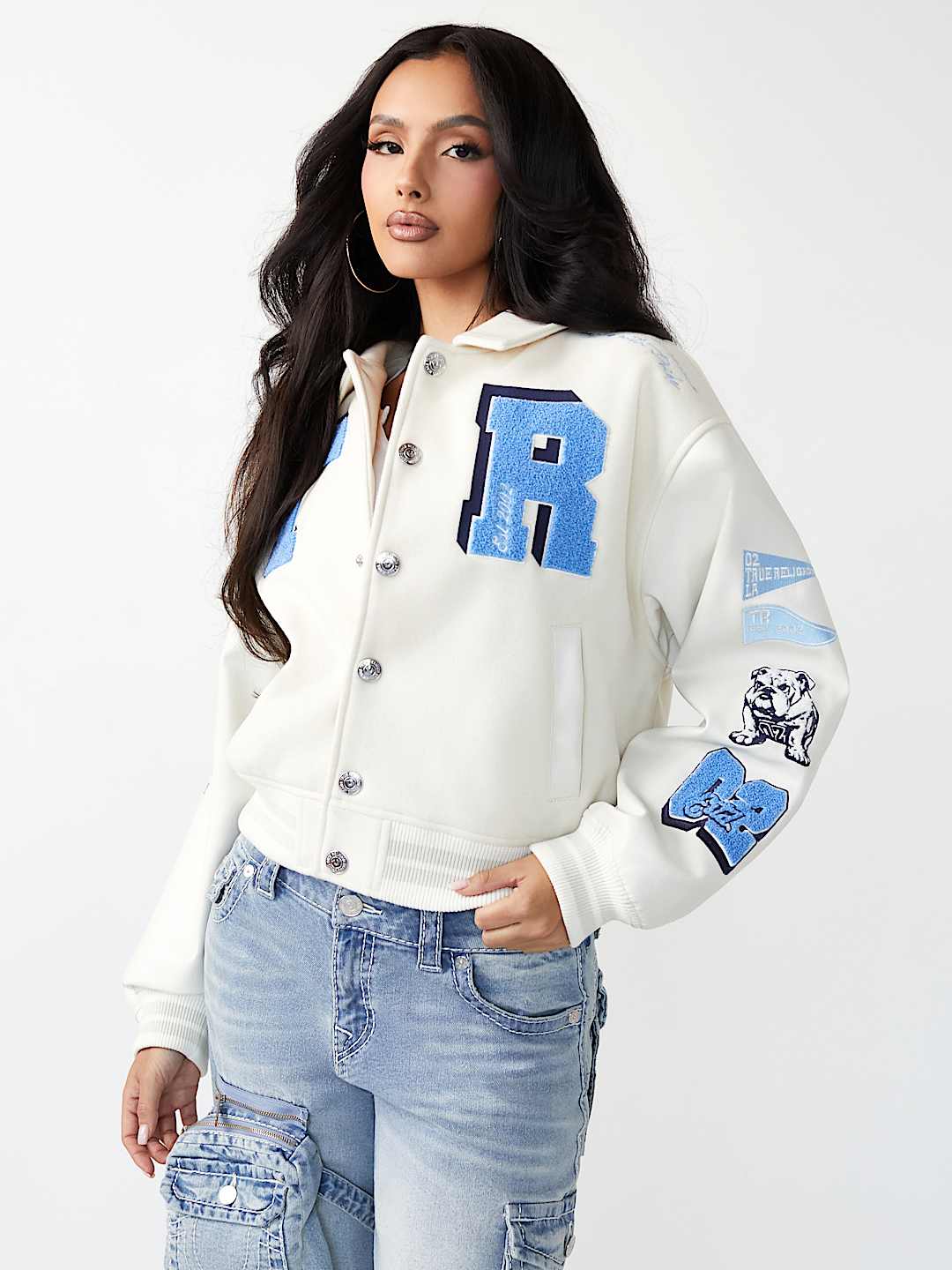 BLOUSON UNIVERSITAIRE STYLE AVIATEUR SURDIMENSIONN&Eacute;