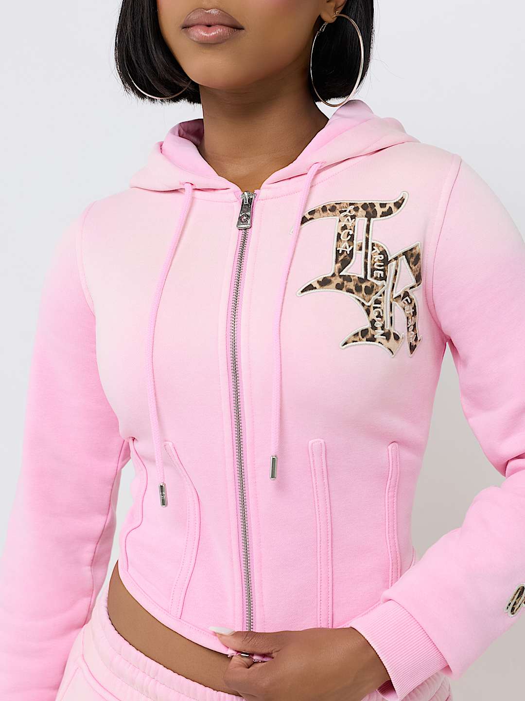 WASHED CORSET ZIP HOODIE