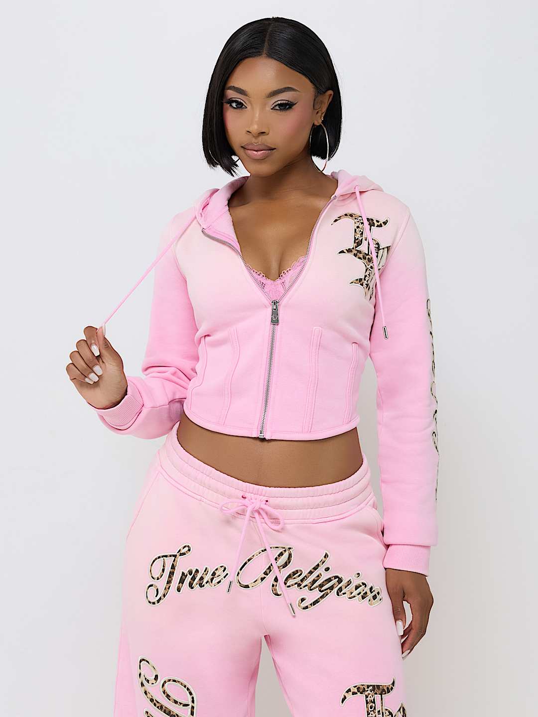 WASHED CORSET ZIP HOODIE