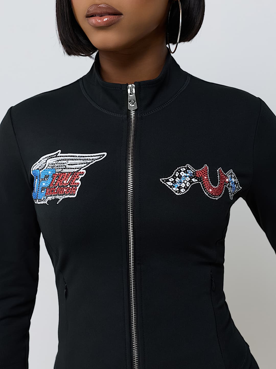 CRYSTAL SPORTY CONTOUR ZIP JACKET