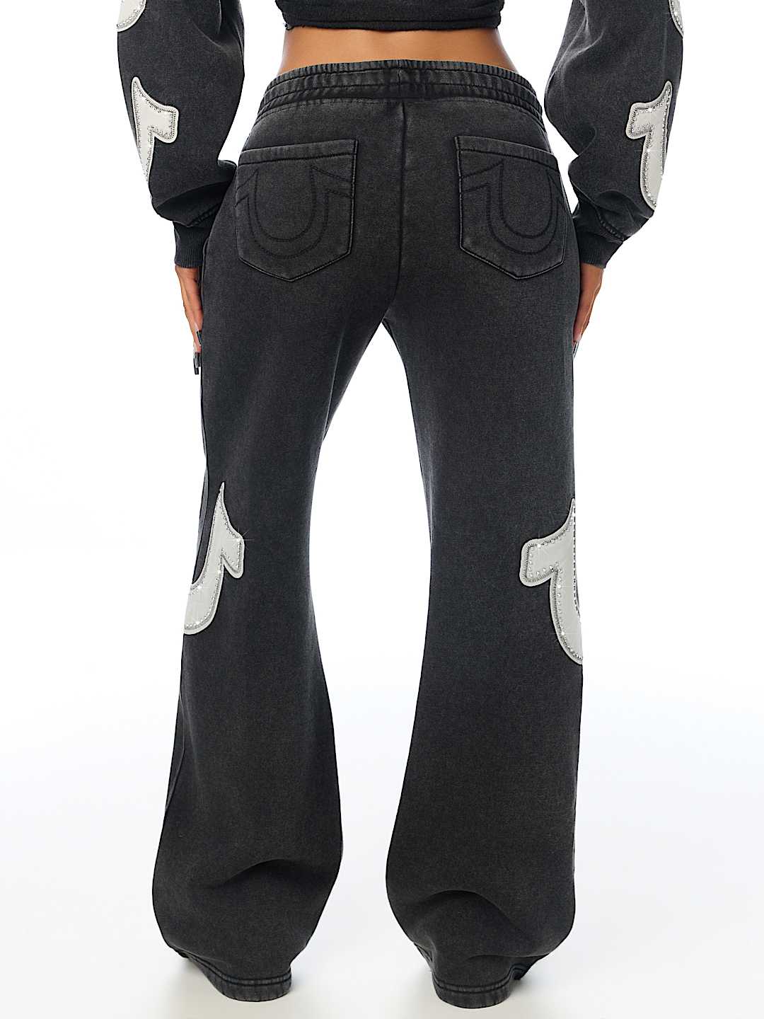 APPLIQU&Eacute; WASHED LOW RISE STRAIGHT LEG SWEATPANT