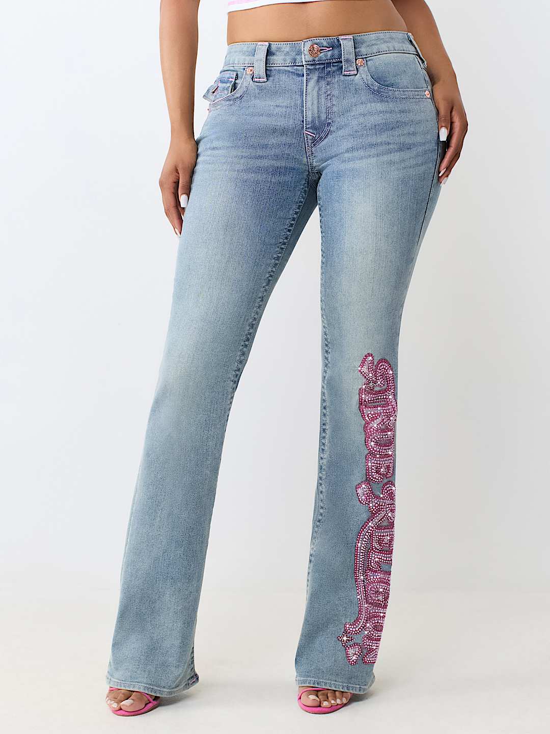 BECCA MID RISE CRYSTAL BOOTCUT JEAN
