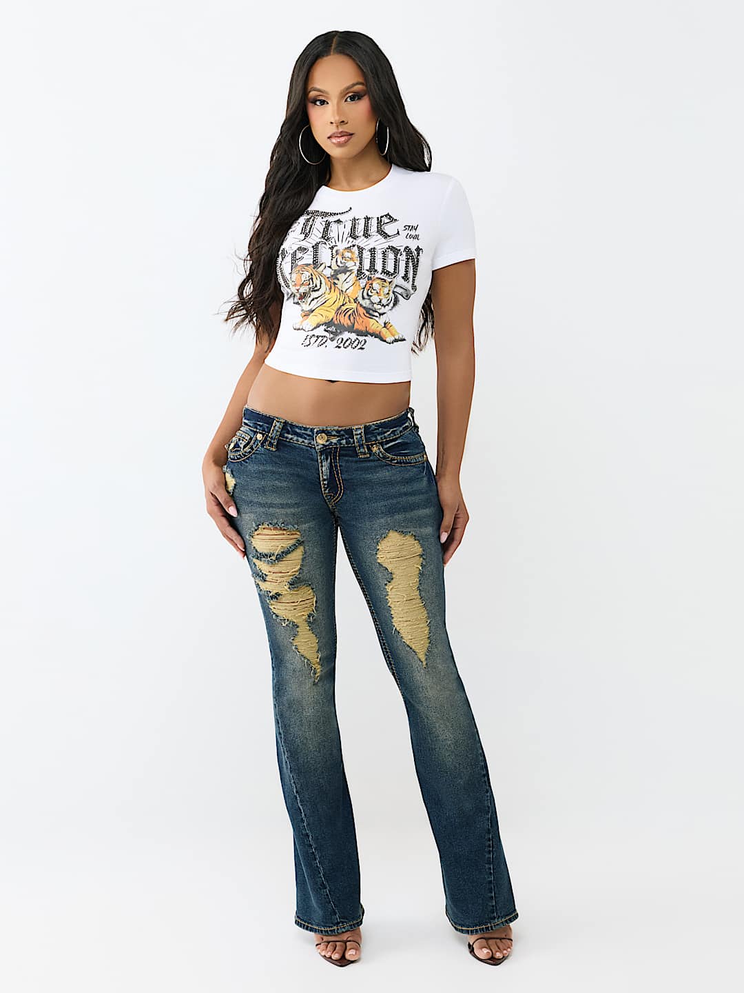 JOEY LOW RISE BIG T FLAP FLARE JEAN, image 2