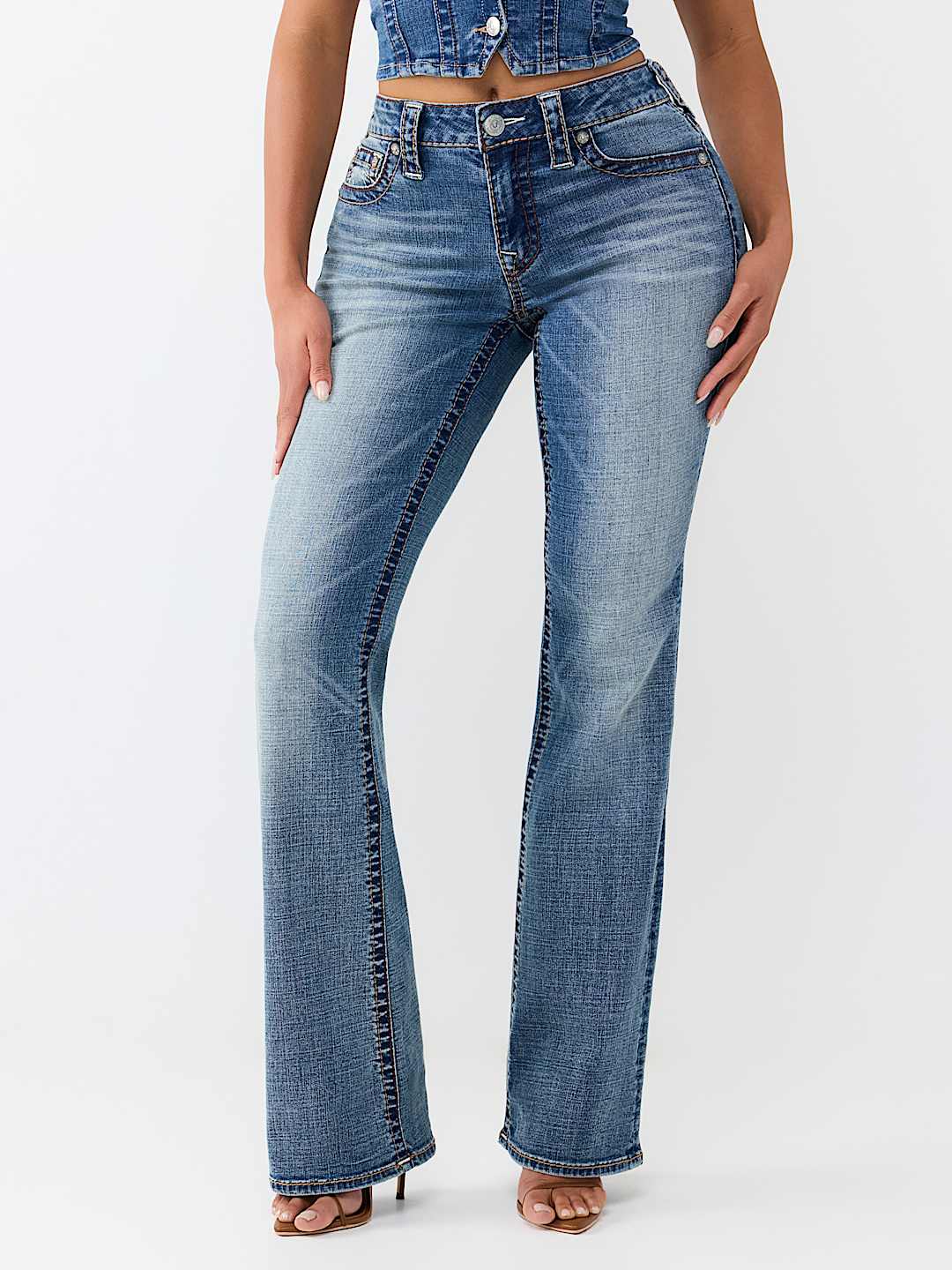 BECCA MID RISE BIG T BOOTCUT JEAN