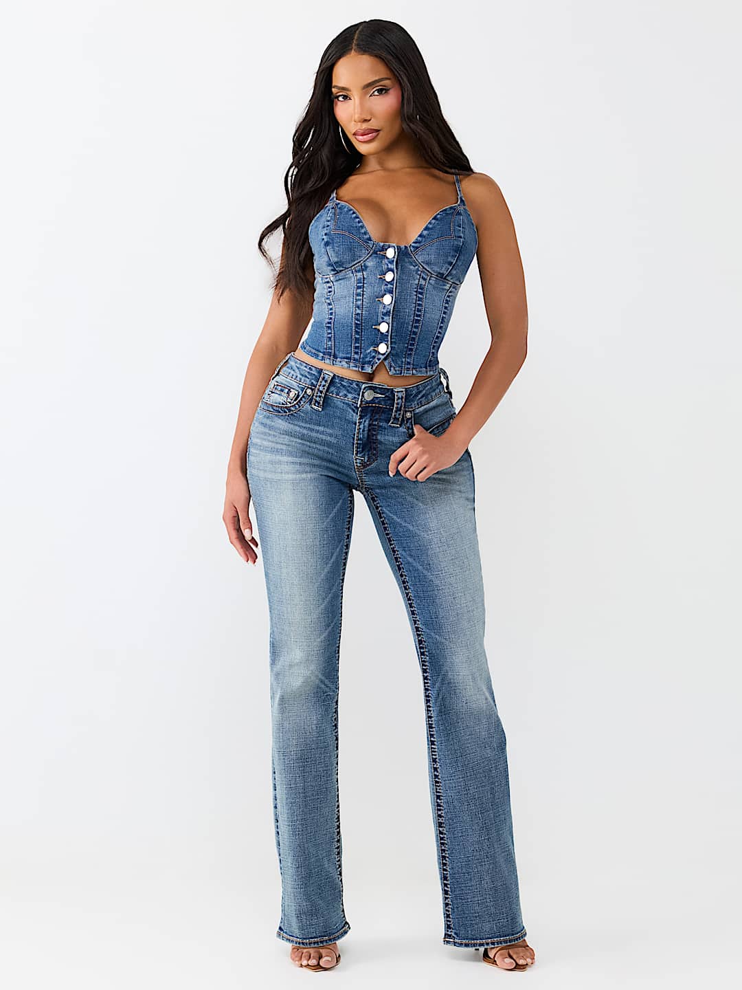 BECCA MID RISE BIG T BOOTCUT JEAN