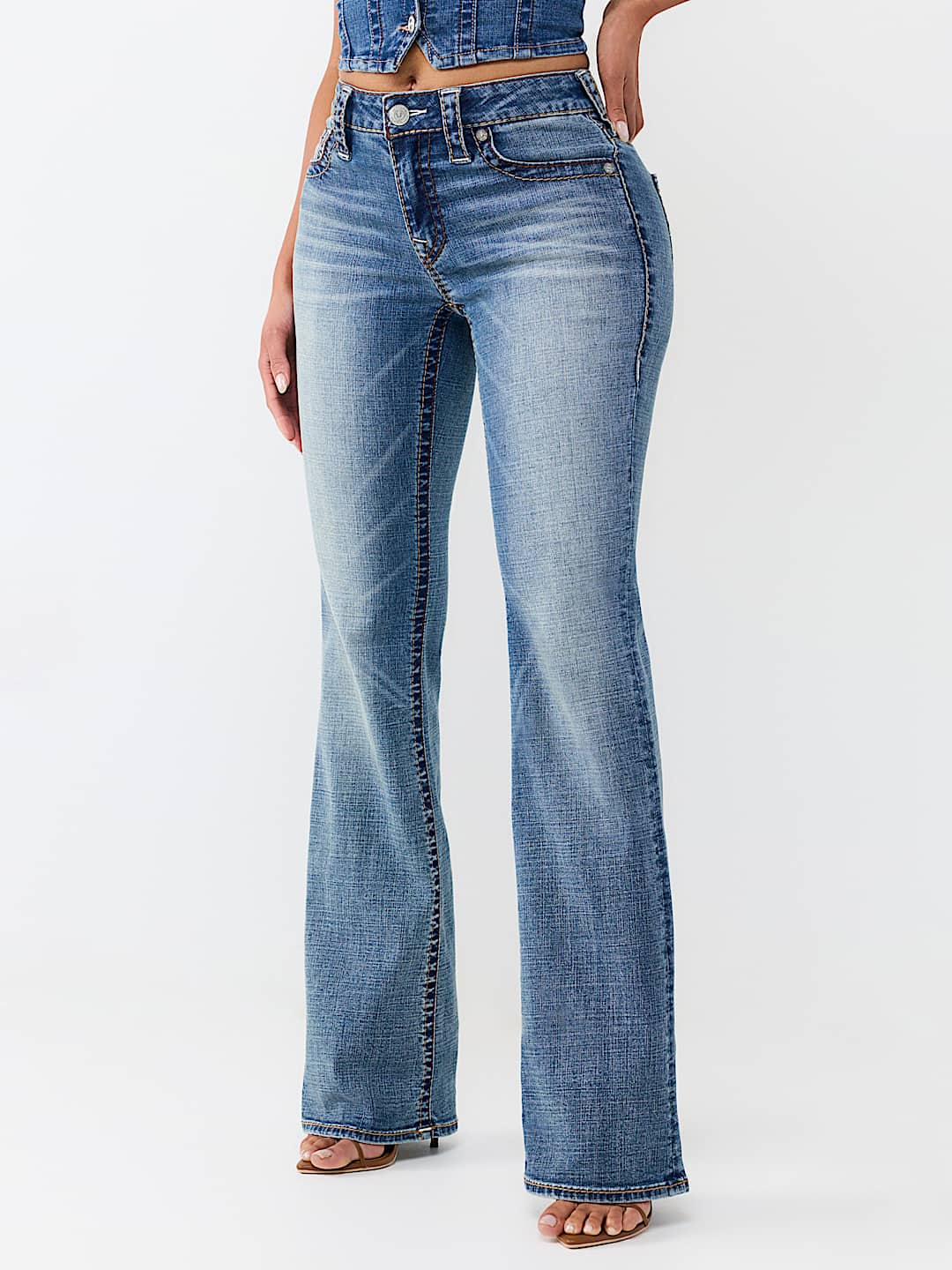 BECCA MID RISE BIG T BOOTCUT JEAN