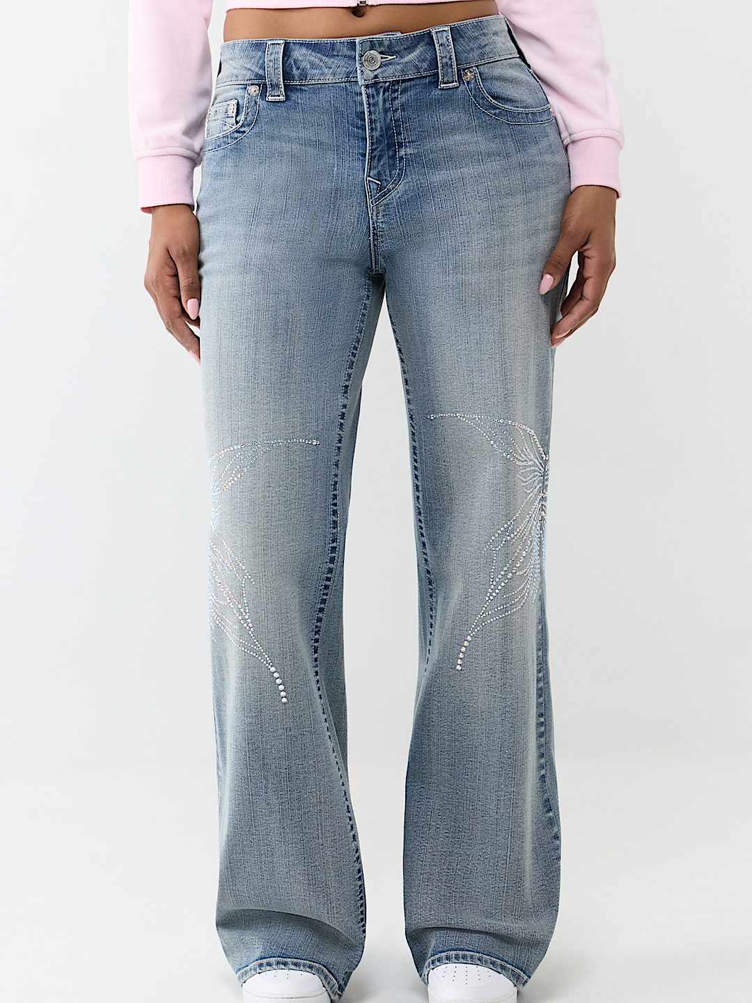 BOBBI MID RISE CRYSTAL BUTTERFLY BAGGY JEAN 