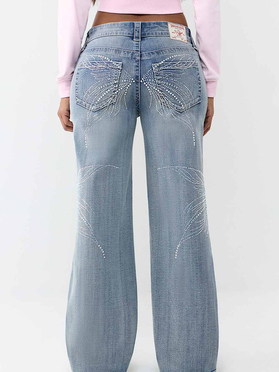 BOBBI MID RISE CRYSTAL BUTTERFLY BAGGY JEAN 
