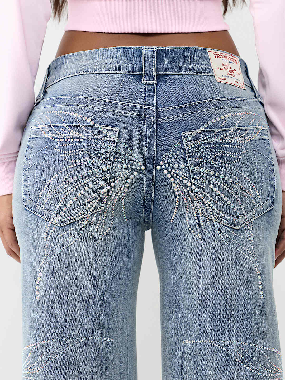 BOBBI MID RISE CRYSTAL BUTTERFLY BAGGY JEAN 