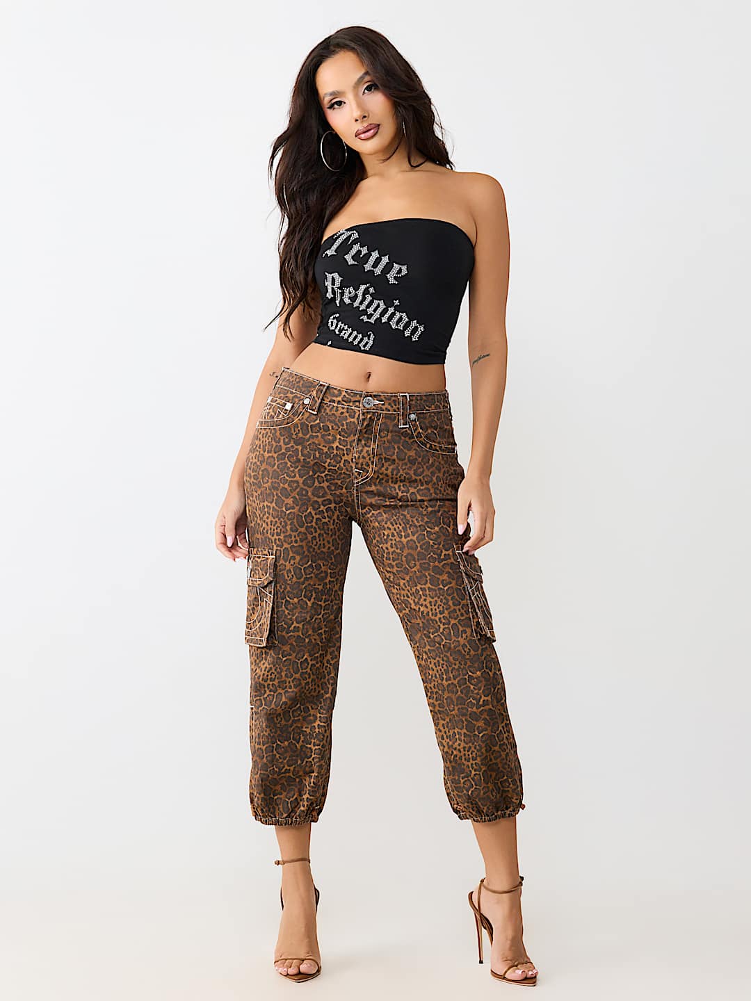 LEOPARD CARGO CURVY CAPRI