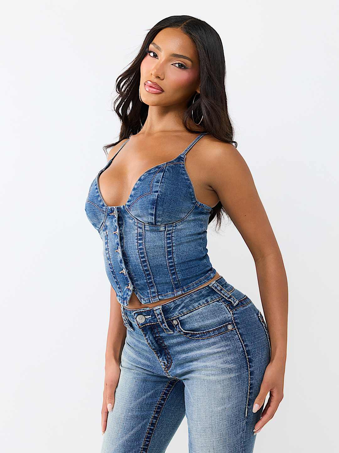 WESTERN DENIM BUSTIER TOP