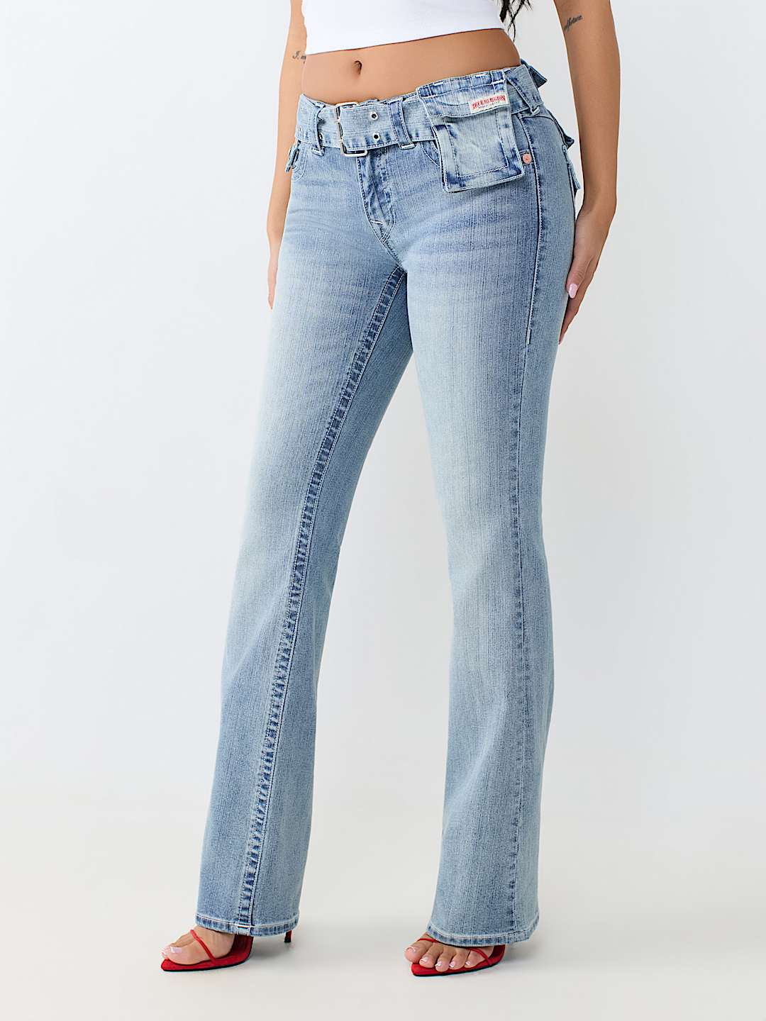 BECCA CARGO BELT FLAP BOOTCUT JEAN