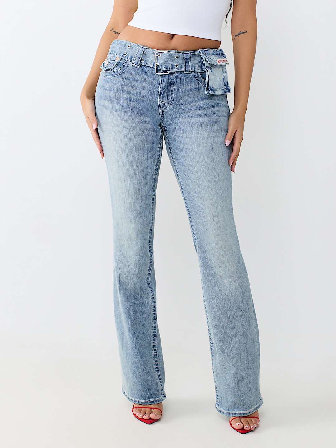 BECCA CARGO BELT FLAP BOOTCUT JEAN