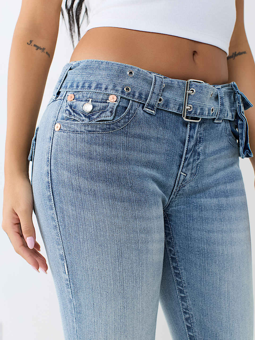BECCA CARGO BELT FLAP BOOTCUT JEAN