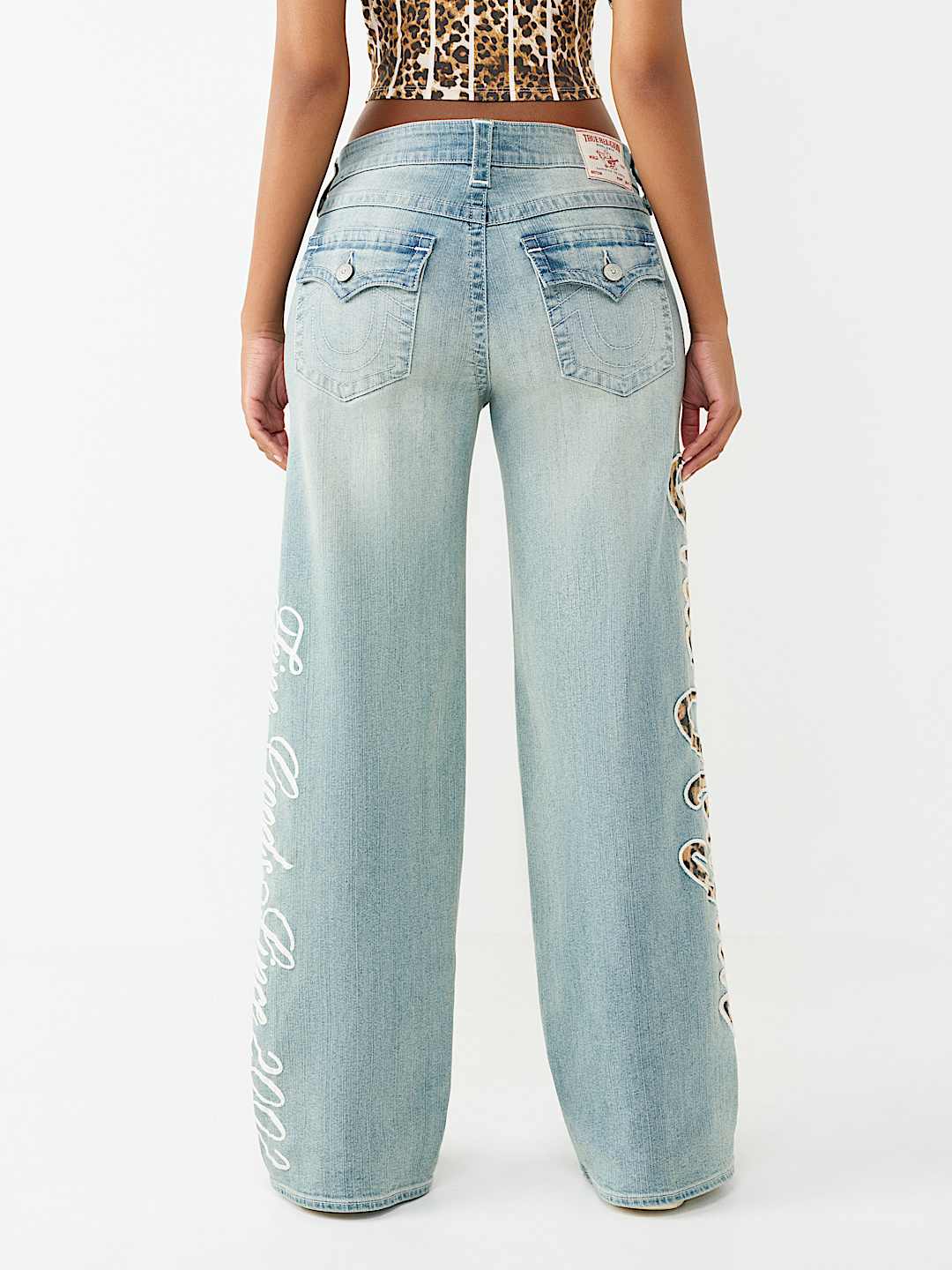BOBBI MID RISE LEOPARD FLAP BAGGY JEAN, image 9