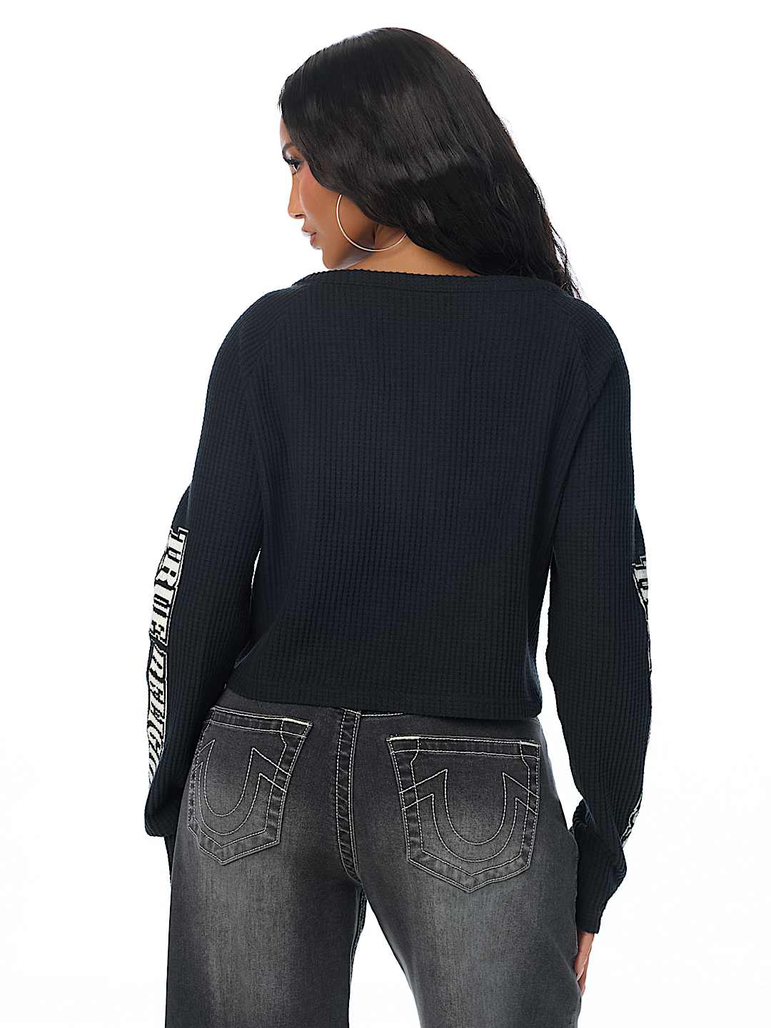 WAFFLE KNIT HENLEY TOP