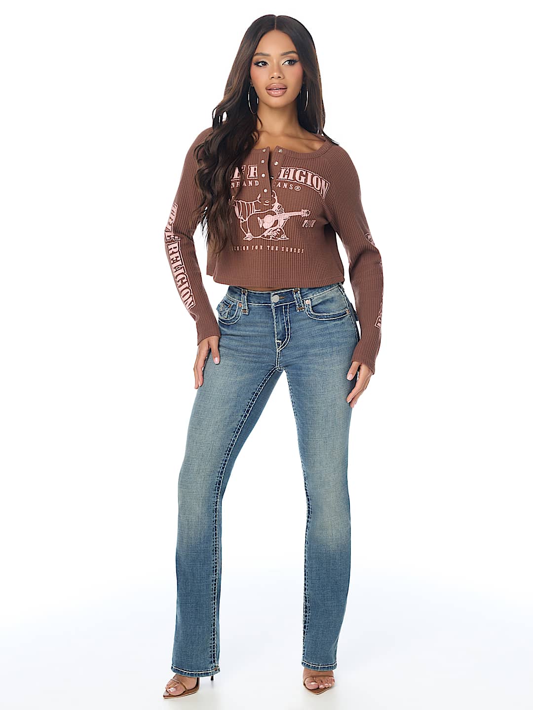 WAFFLE KNIT HENLEY TOP