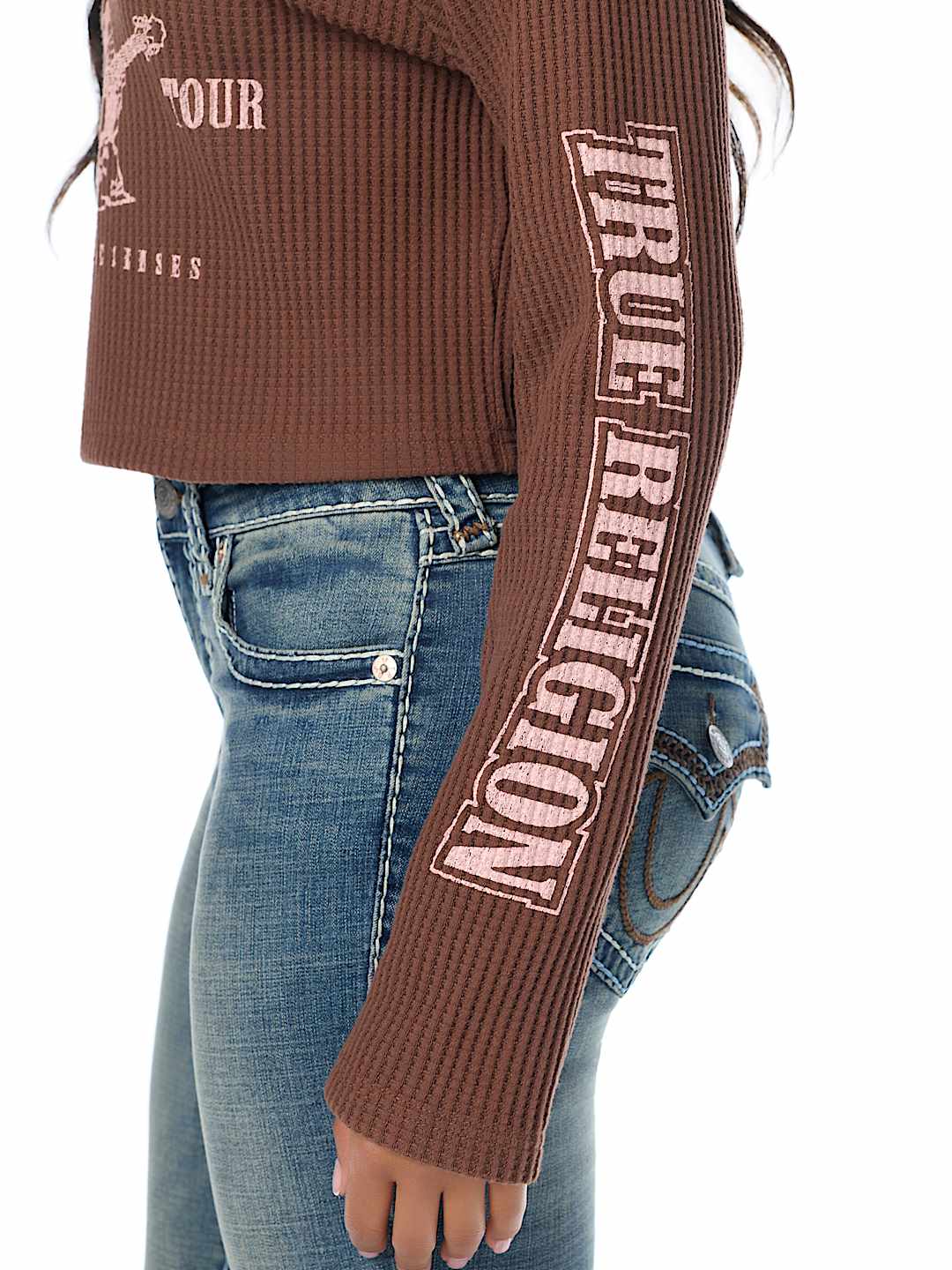 WAFFLE KNIT HENLEY TOP