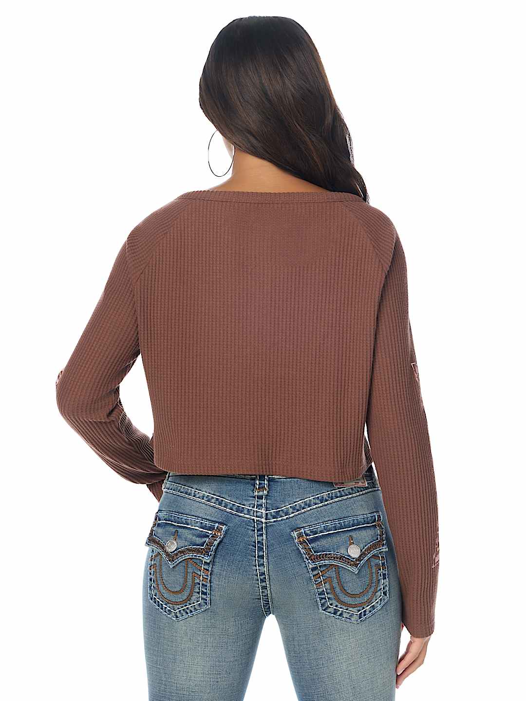 WAFFLE KNIT HENLEY TOP