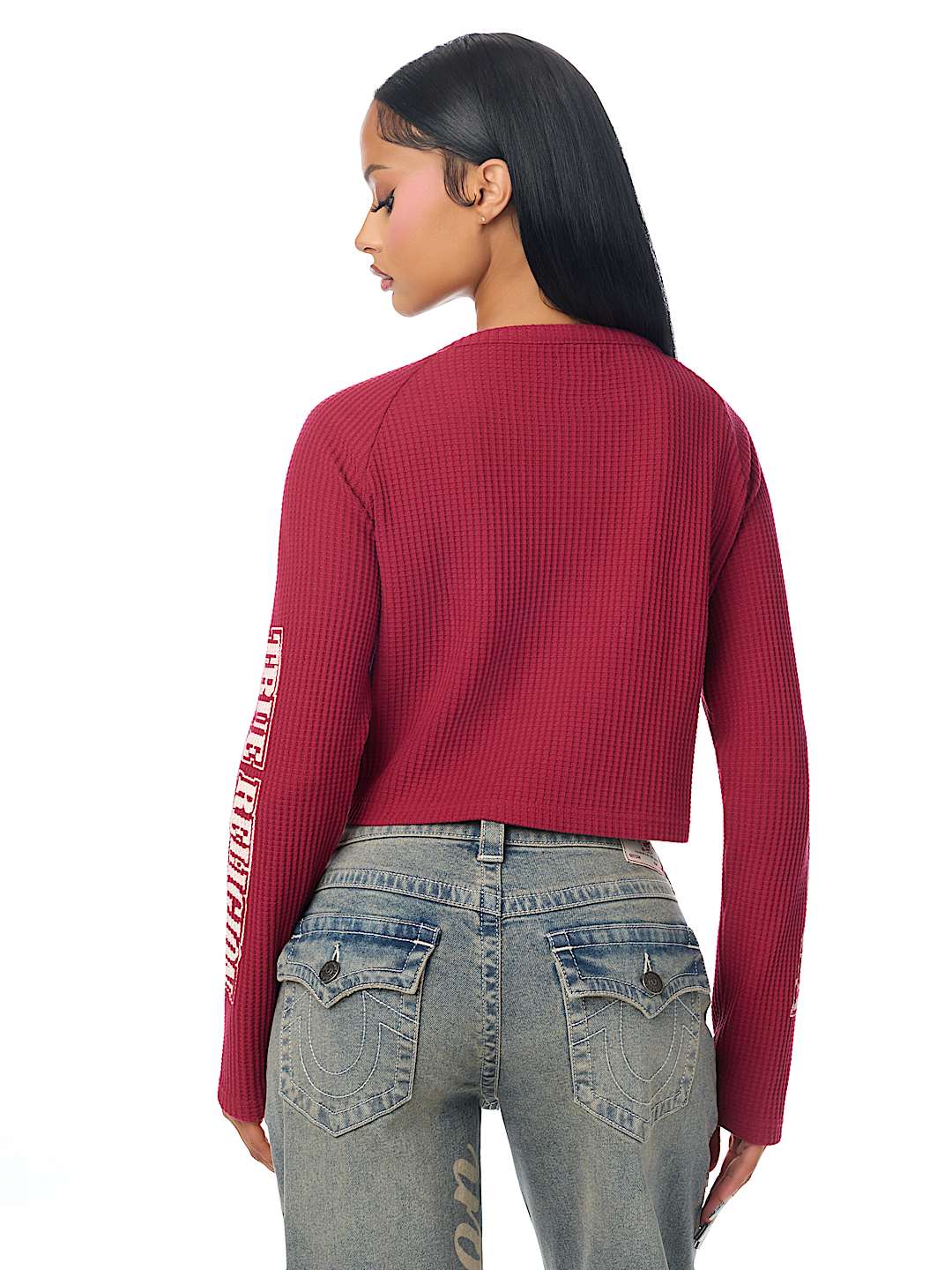 WAFFLE KNIT HENLEY TOP
