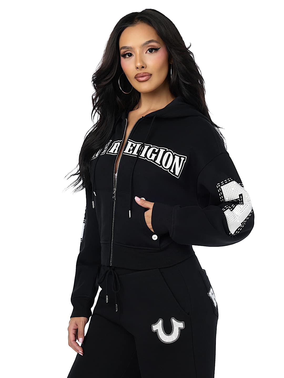 CRYSTAL RELAXED ZIP-UP HOODIE