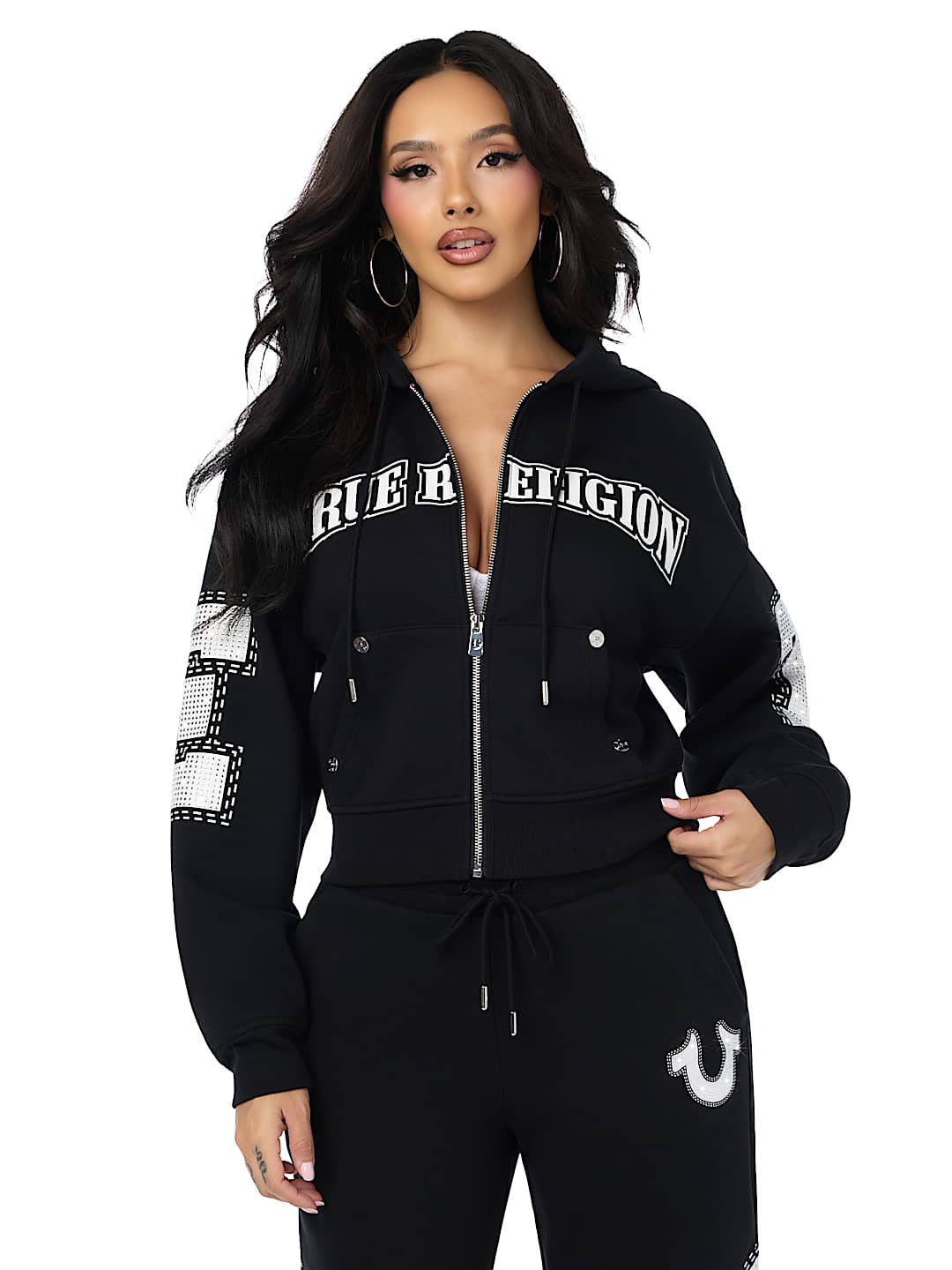 CRYSTAL RELAXED ZIP-UP HOODIE