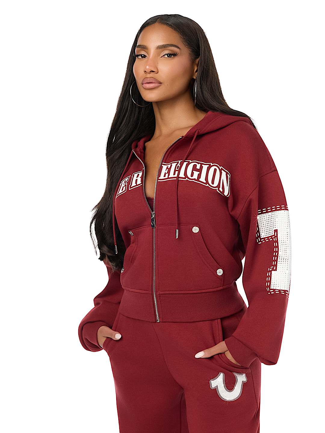 CRYSTAL RELAXED ZIP-UP HOODIE