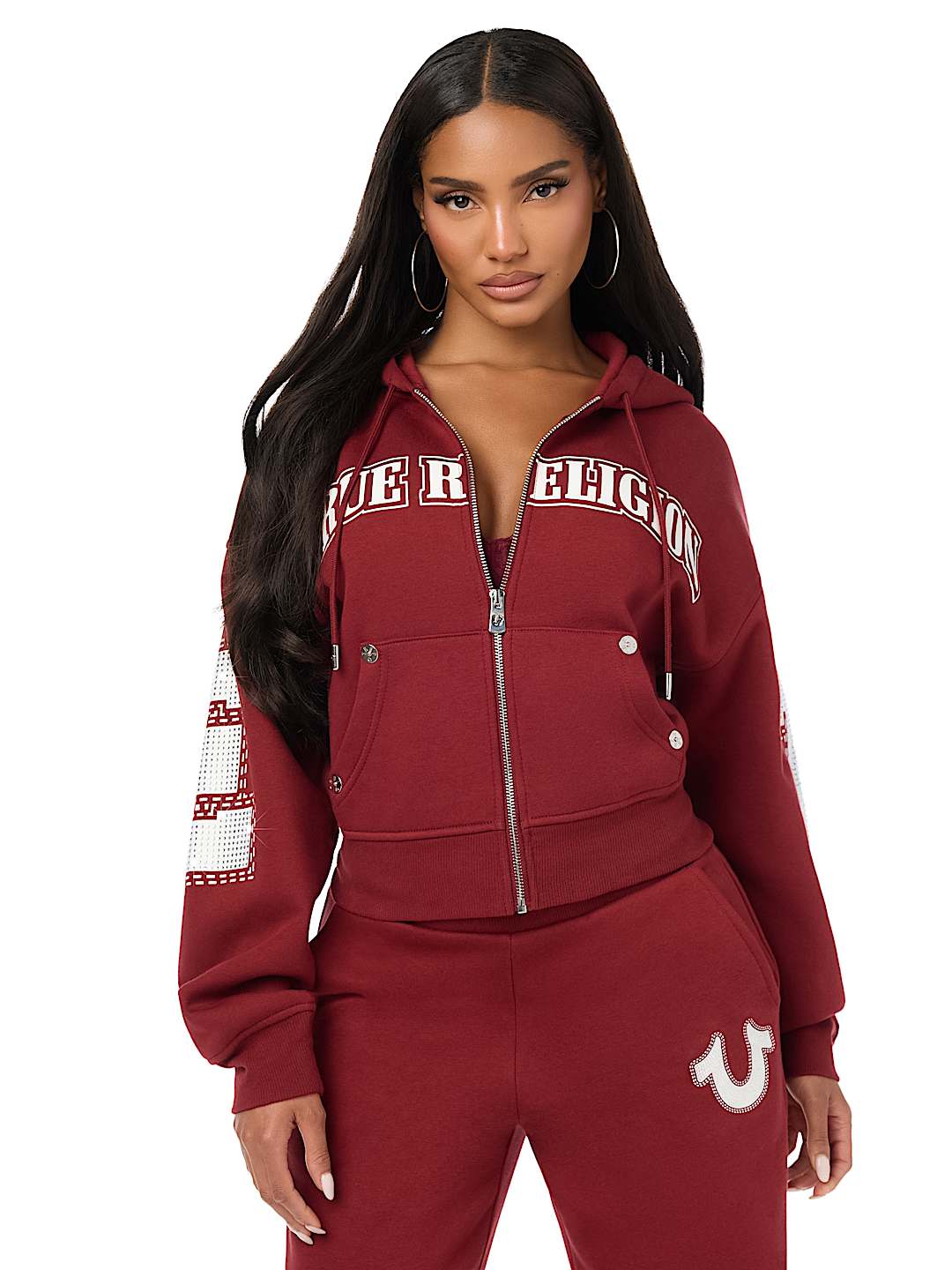 CRYSTAL RELAXED ZIP-UP HOODIE