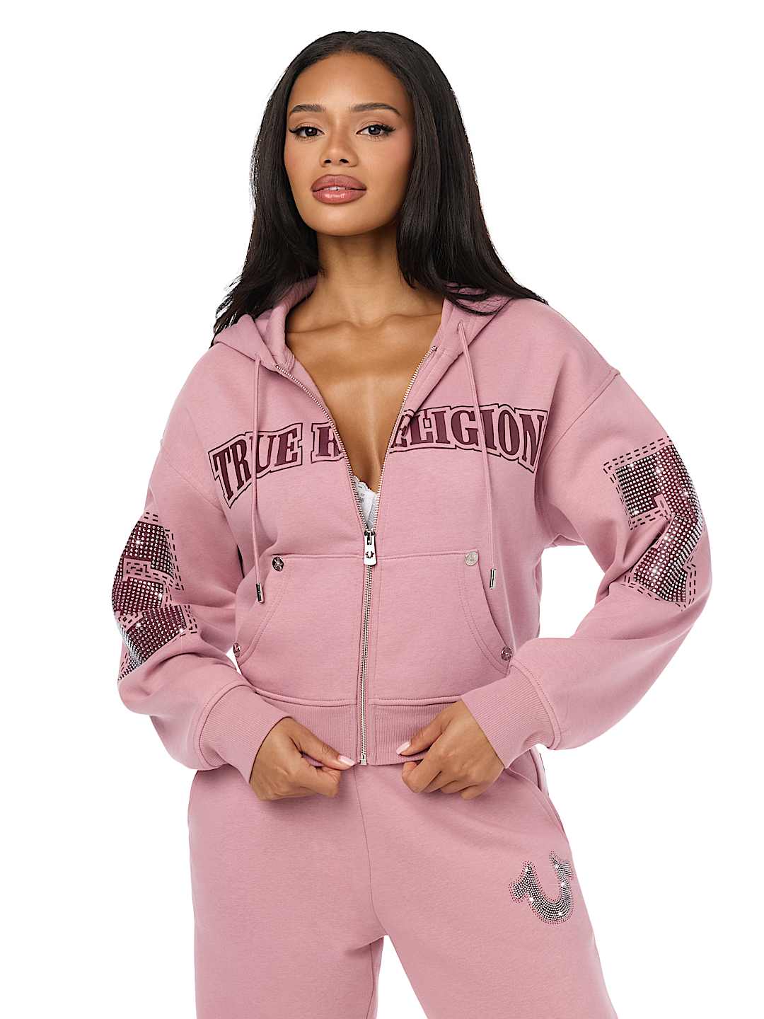 CRYSTAL RELAXED ZIP-UP HOODIE