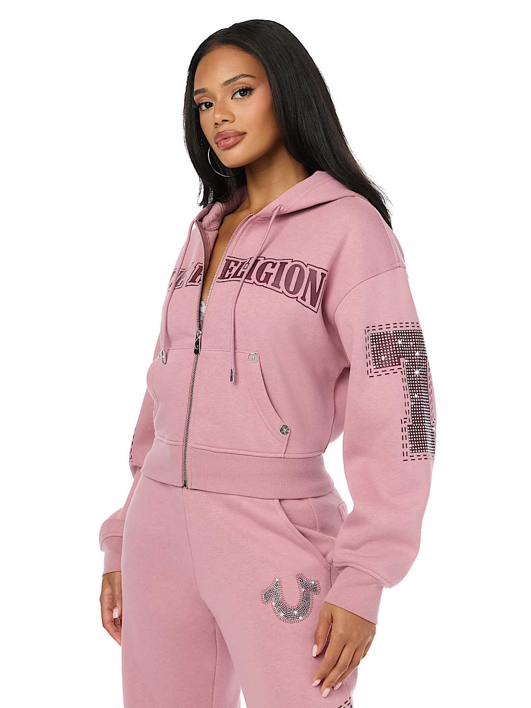 CRYSTAL RELAXED ZIP-UP HOODIE