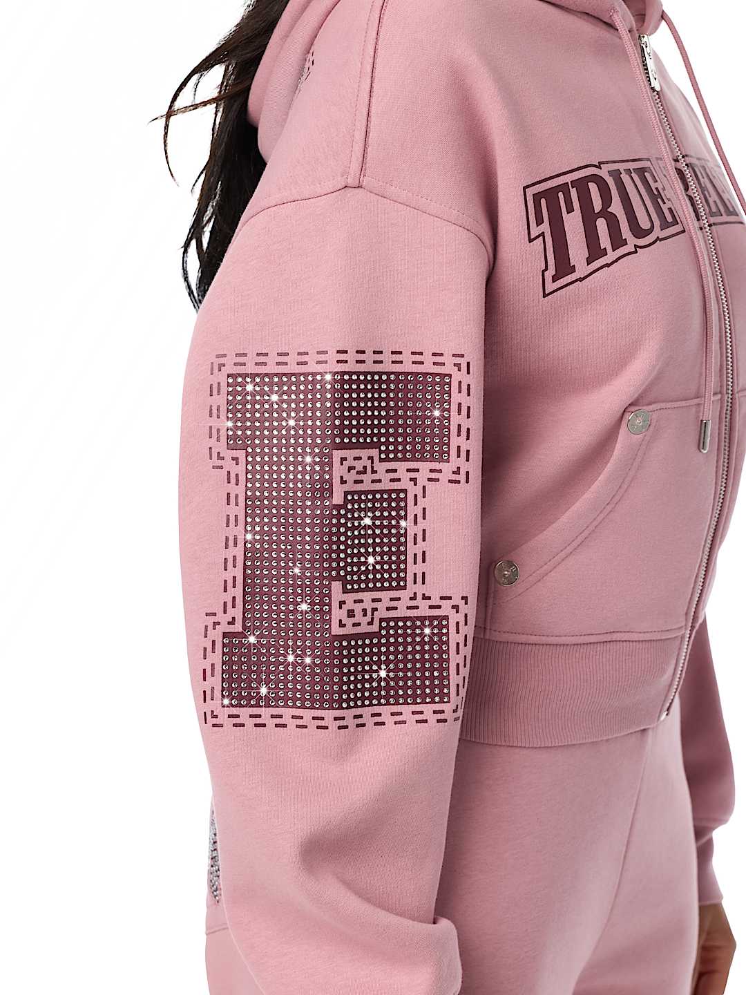 CRYSTAL RELAXED ZIP-UP HOODIE