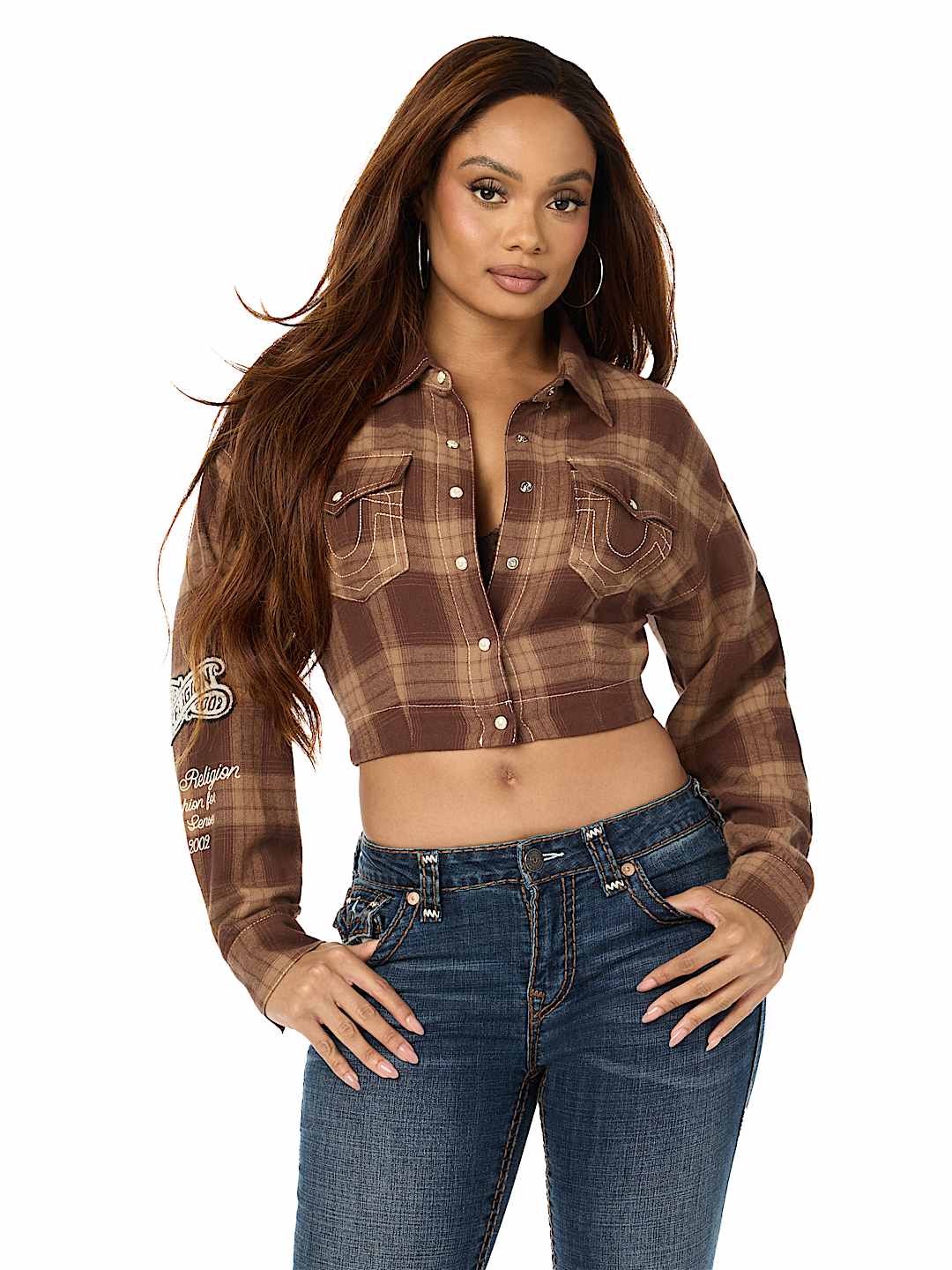 BIG T VARSITY PATCH PLAID SHIRT