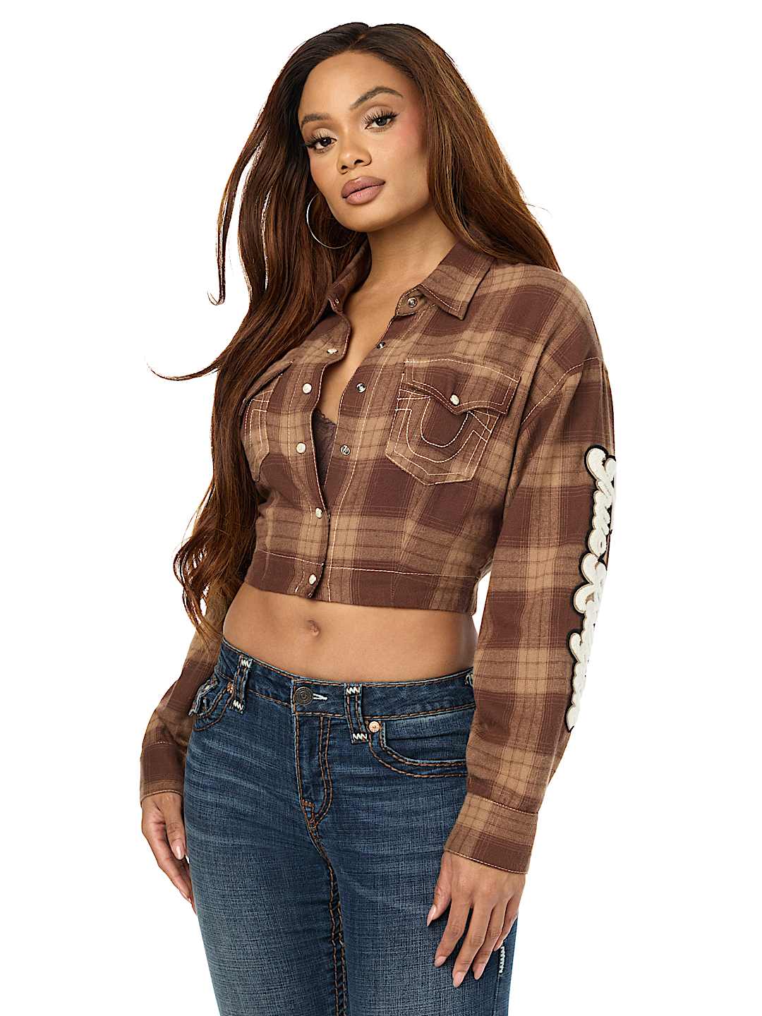 BIG T VARSITY PATCH PLAID SHIRT