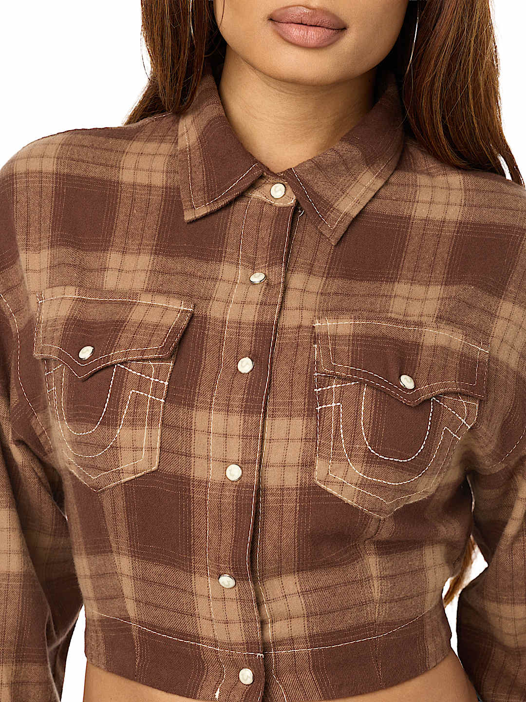 BIG T VARSITY PATCH PLAID SHIRT