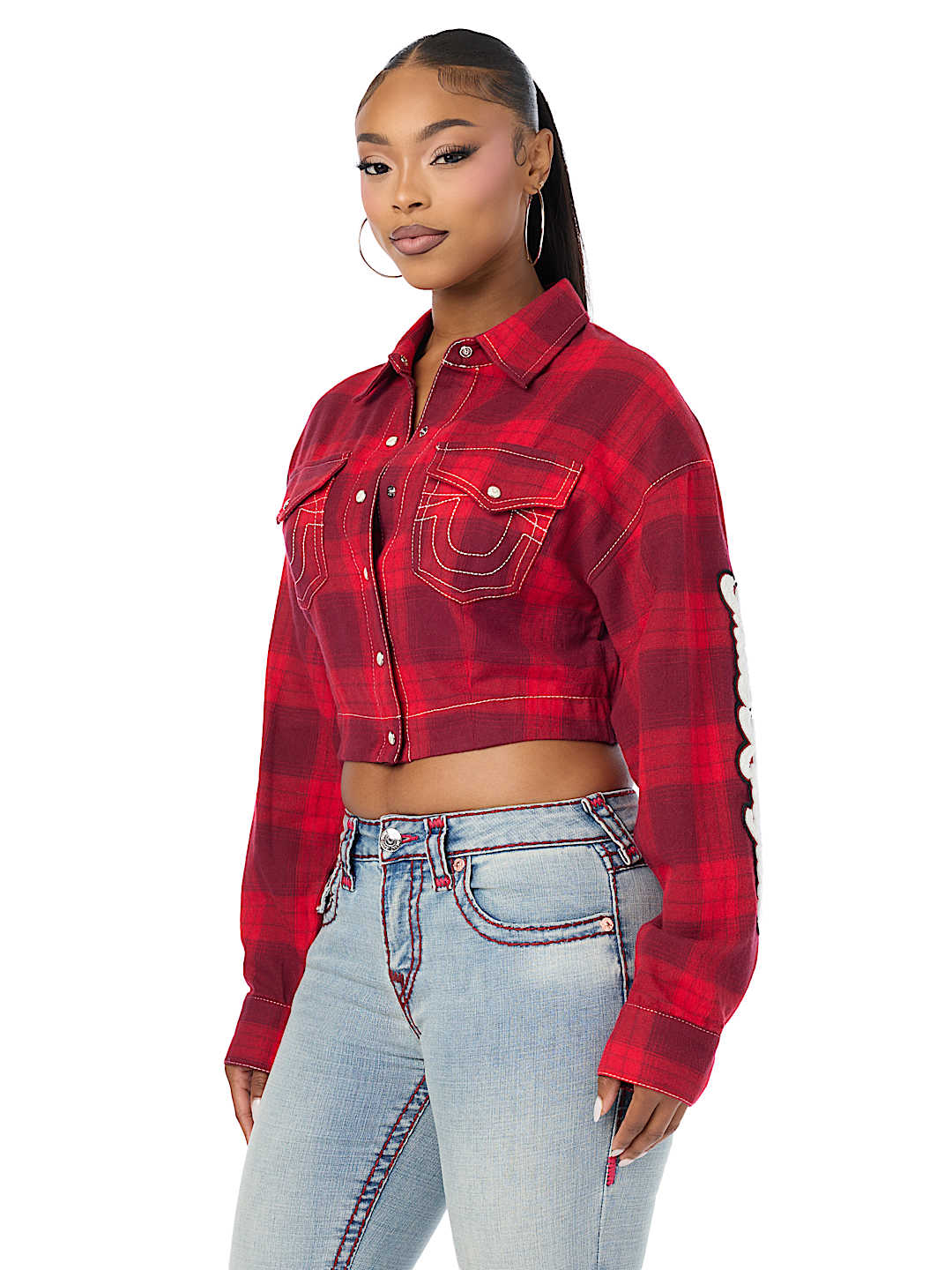 BIG T VARSITY PATCH PLAID SHIRT