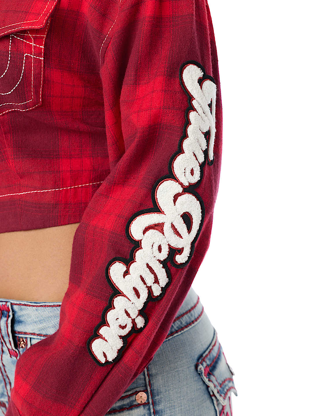 BIG T VARSITY PATCH PLAID SHIRT