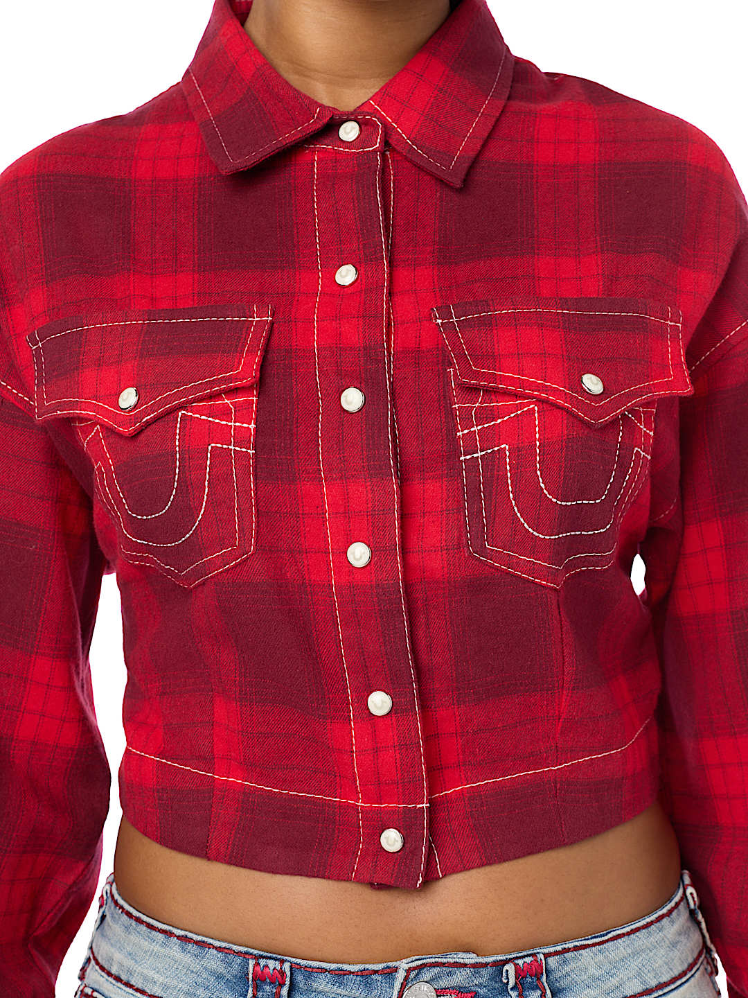 BIG T VARSITY PATCH PLAID SHIRT