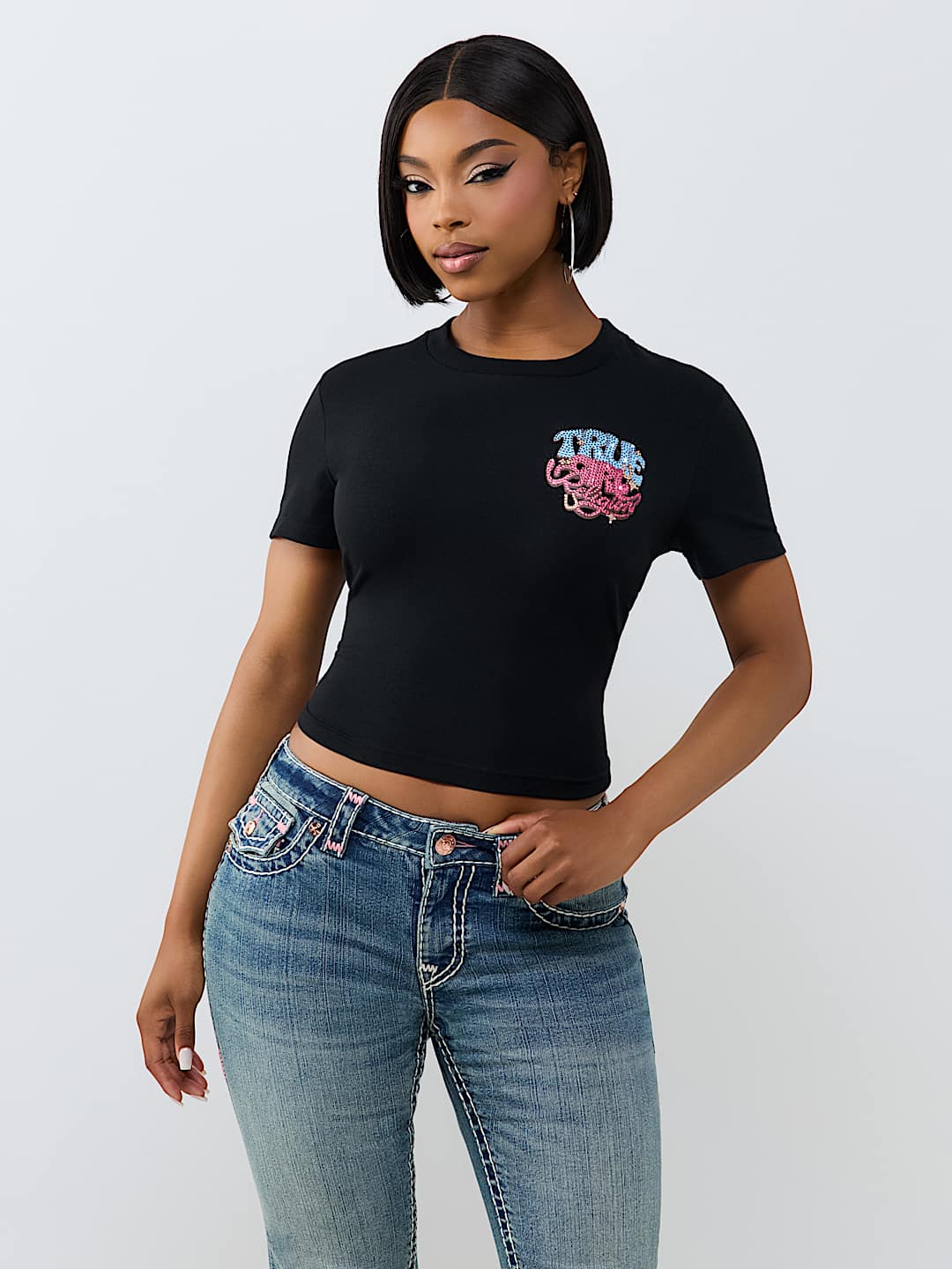 CRYSTAL TRUE GALS BABY TEE