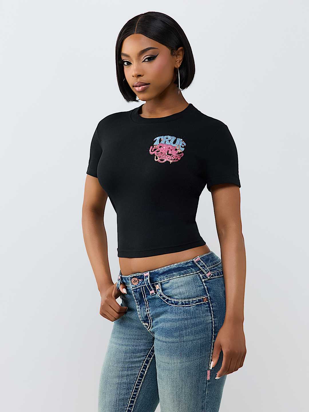 CRYSTAL TRUE GALS BABY TEE