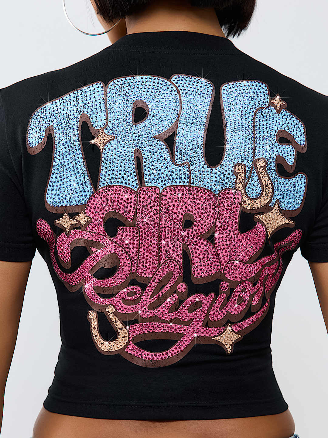 CRYSTAL TRUE GALS BABY TEE