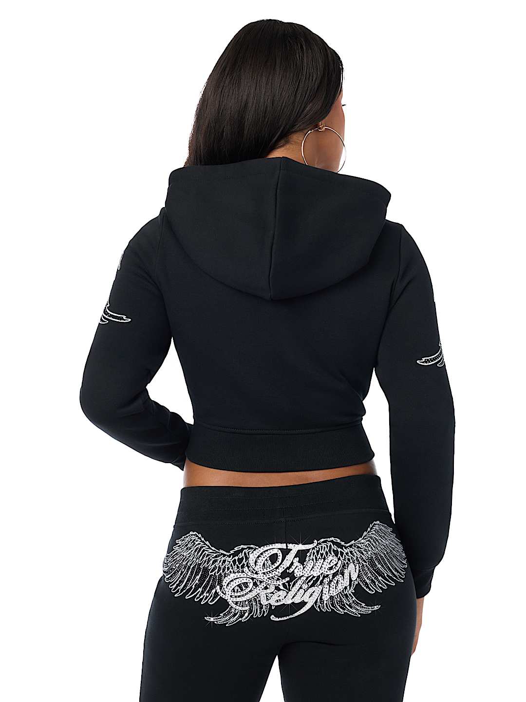 CRYSTAL WING SHRUNKEN ZIP HOODIE