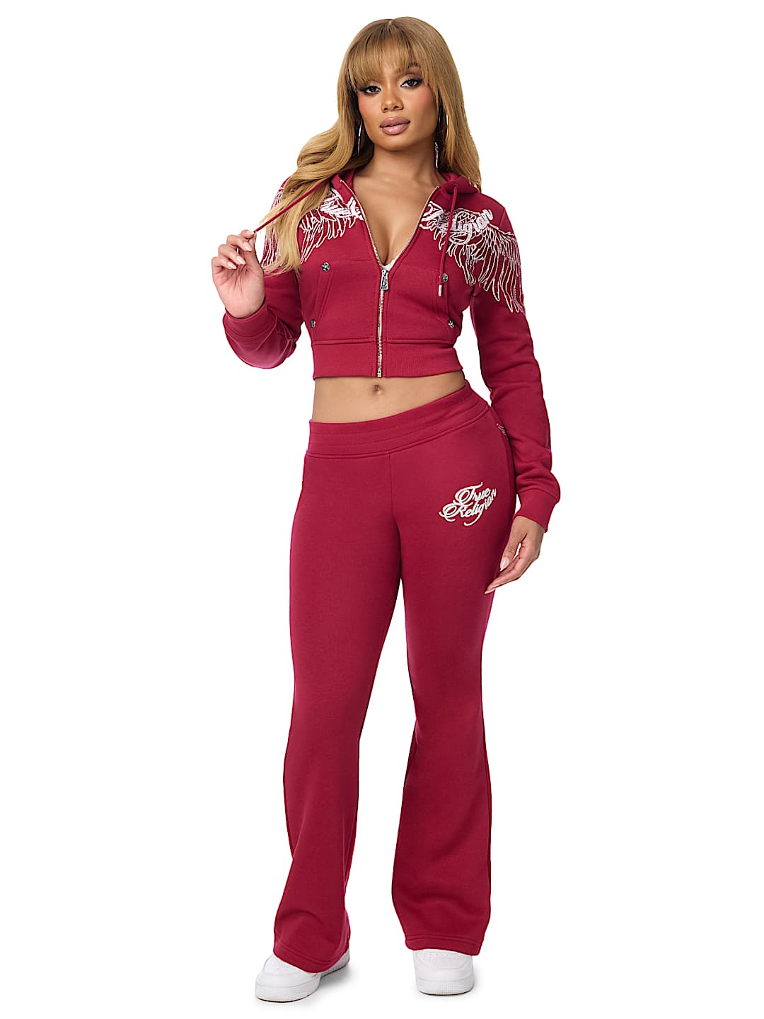CRYSTAL WING SHRUNKEN ZIP HOODIE