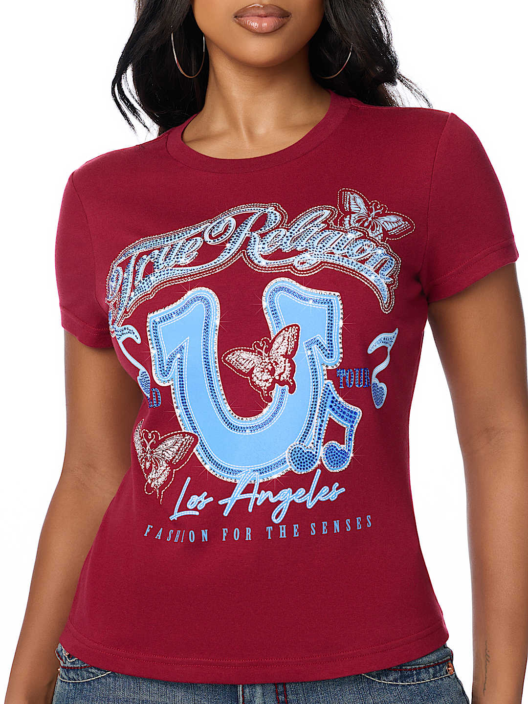 CRYSTAL HORSESHOE LOGO CREWNECK TEE